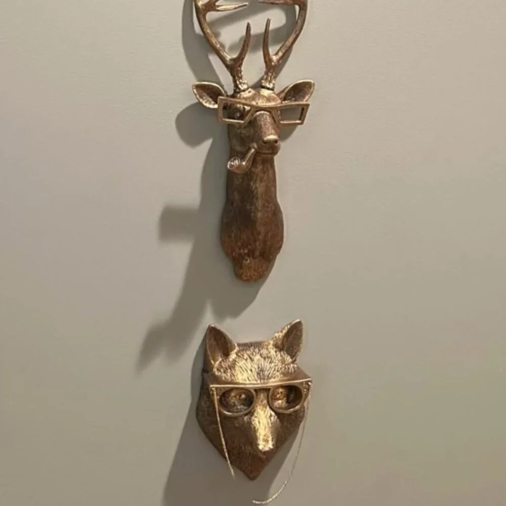 Gold Fox Head with Glasses Wall Décor – Modern Statement Art